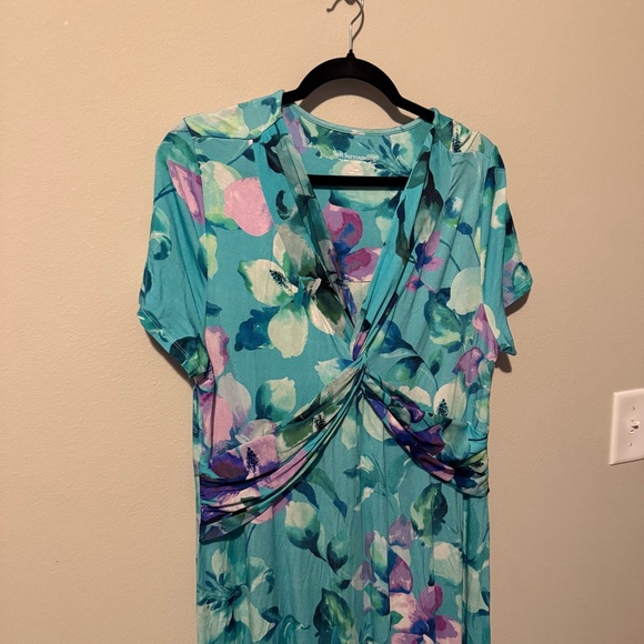 Soft Surroundings Watercolor Blue Floral Viscose Dress Womens Large Maxi EUC - Picture 7 of 9